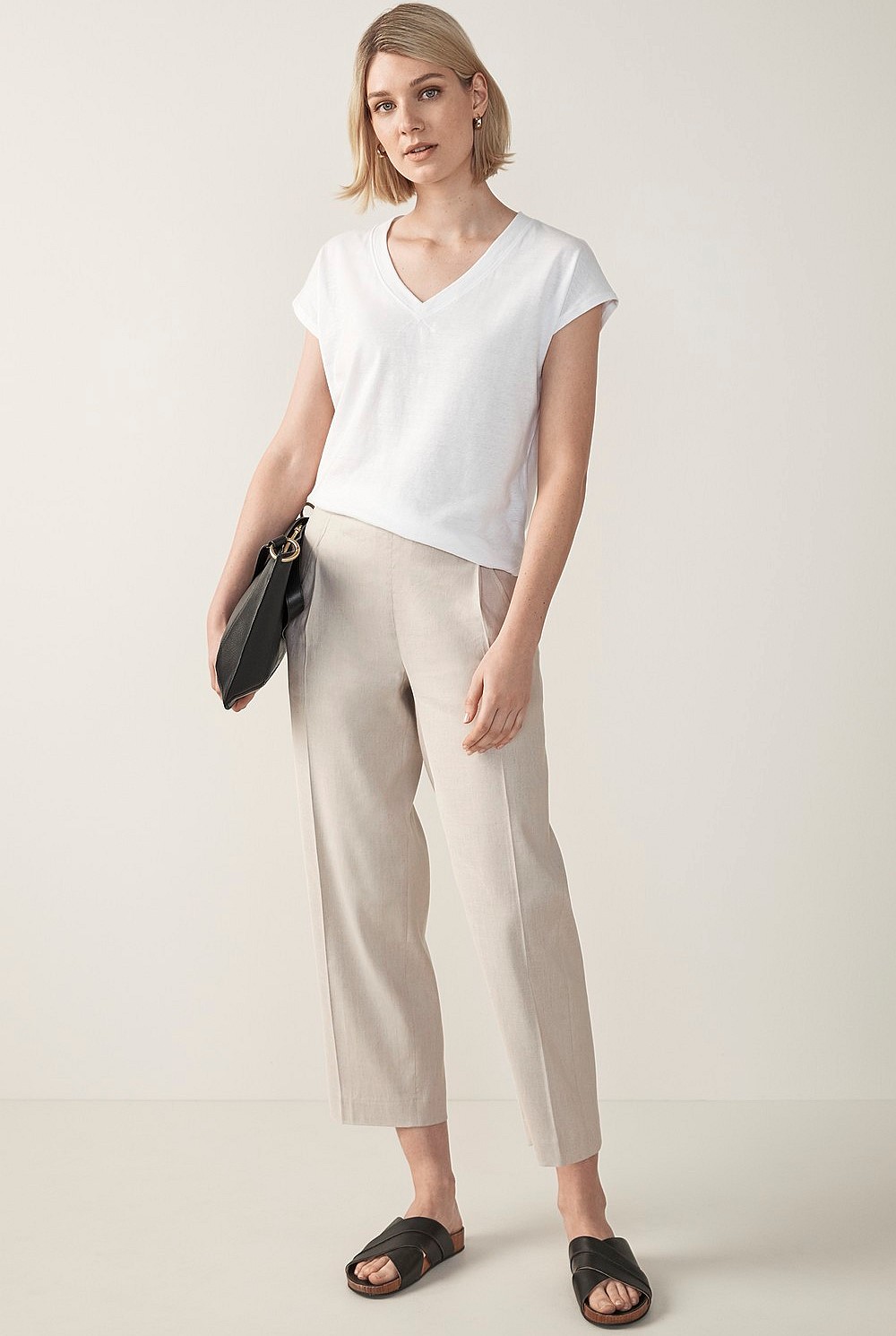 Linen Cotton V-Neck T-Shirt