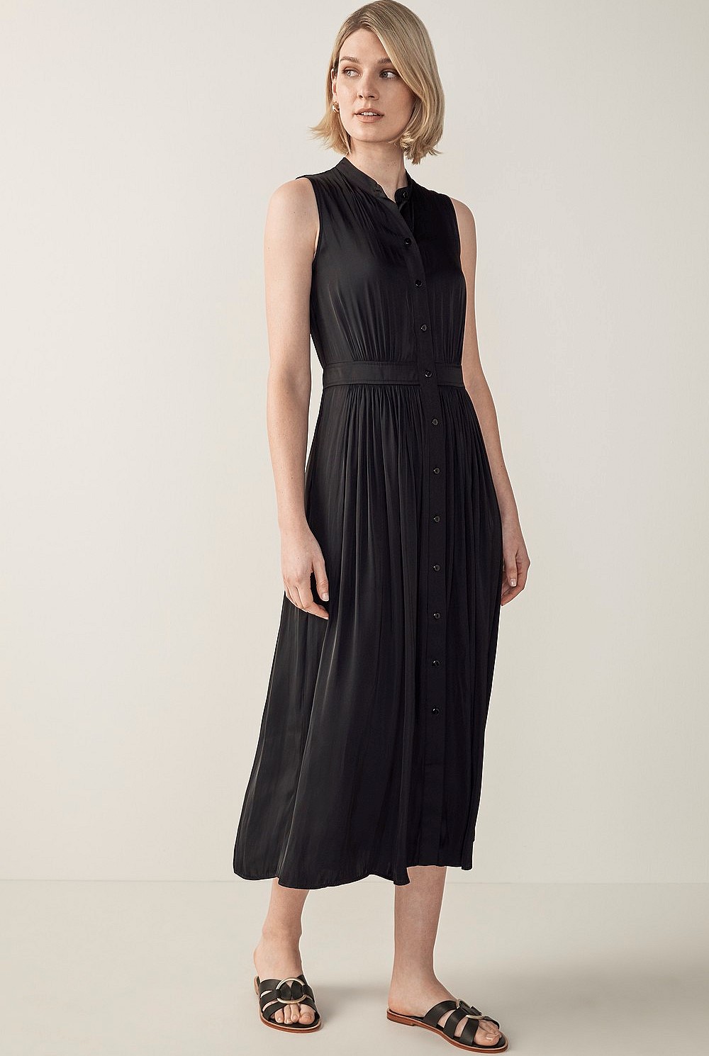 Sleeveless Maxi Shirt Dress