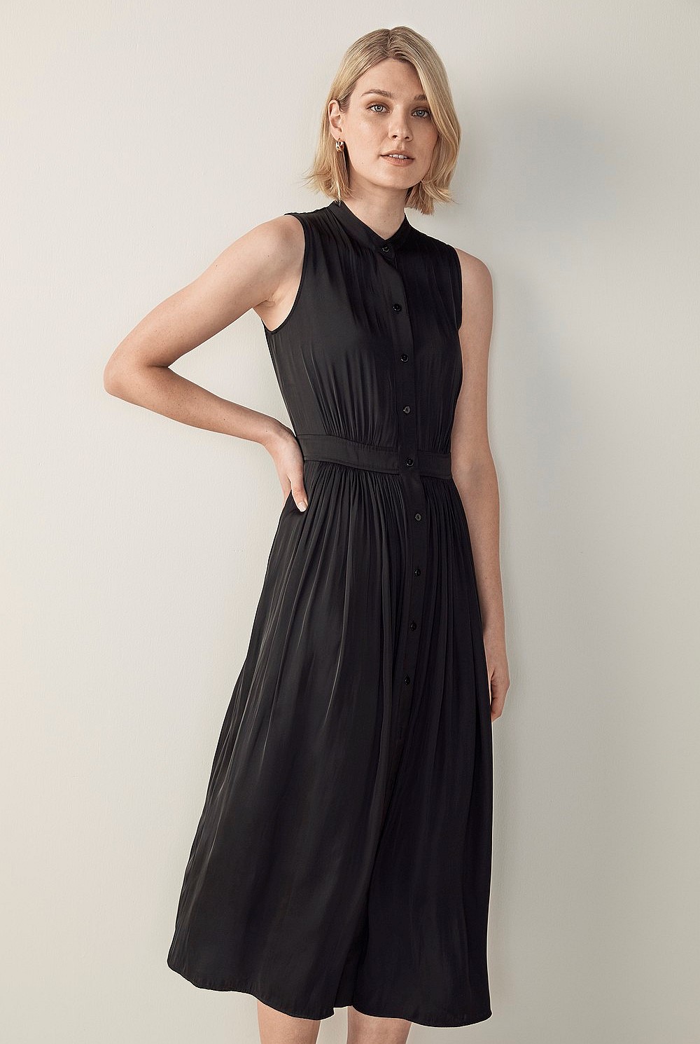 Sleeveless Maxi Shirt Dress
