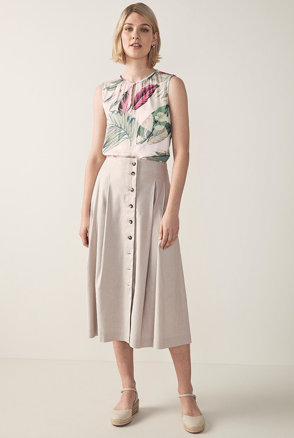 Overlay Foliage Shell Top