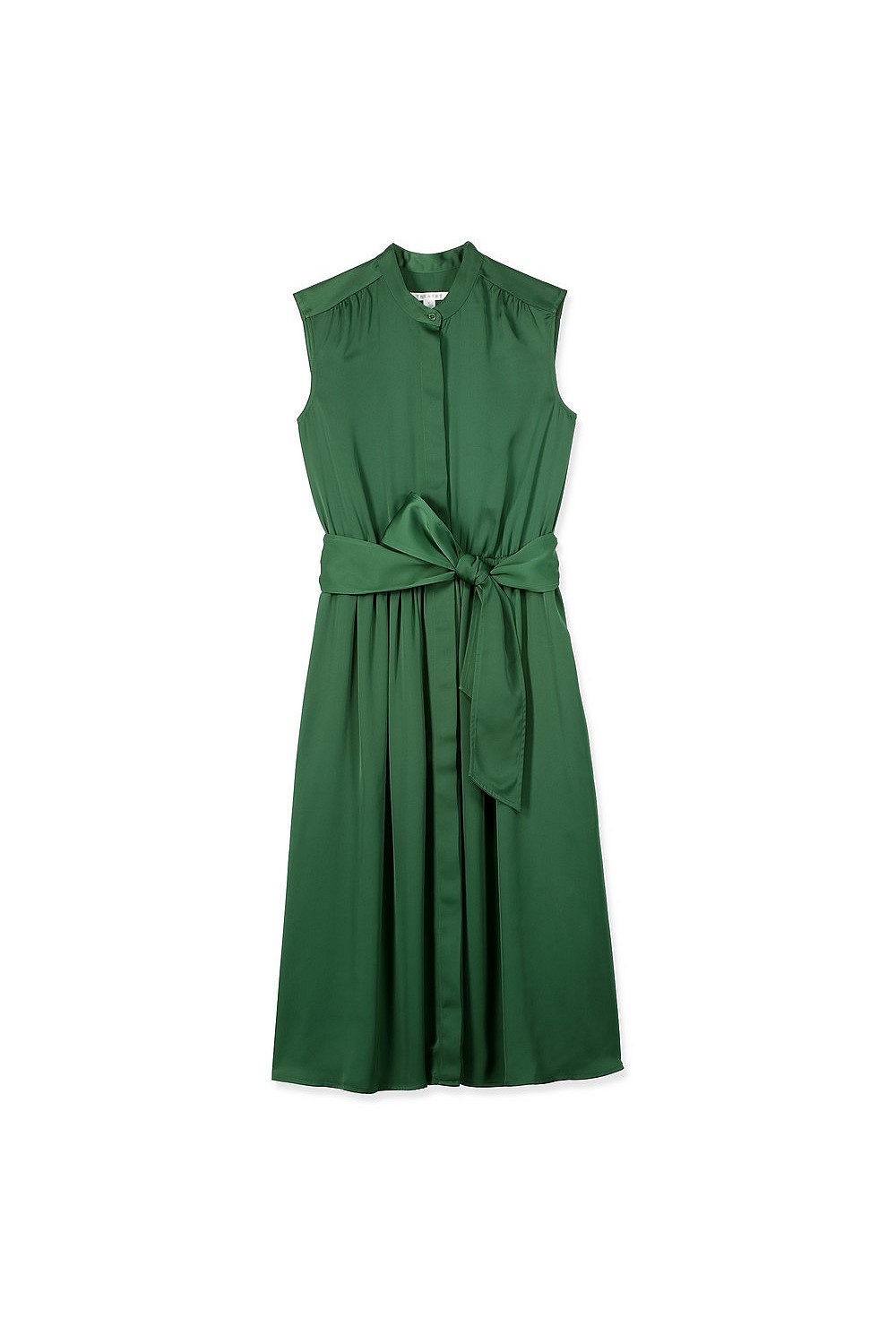 Sleeveless Gathered Shirt Dress
