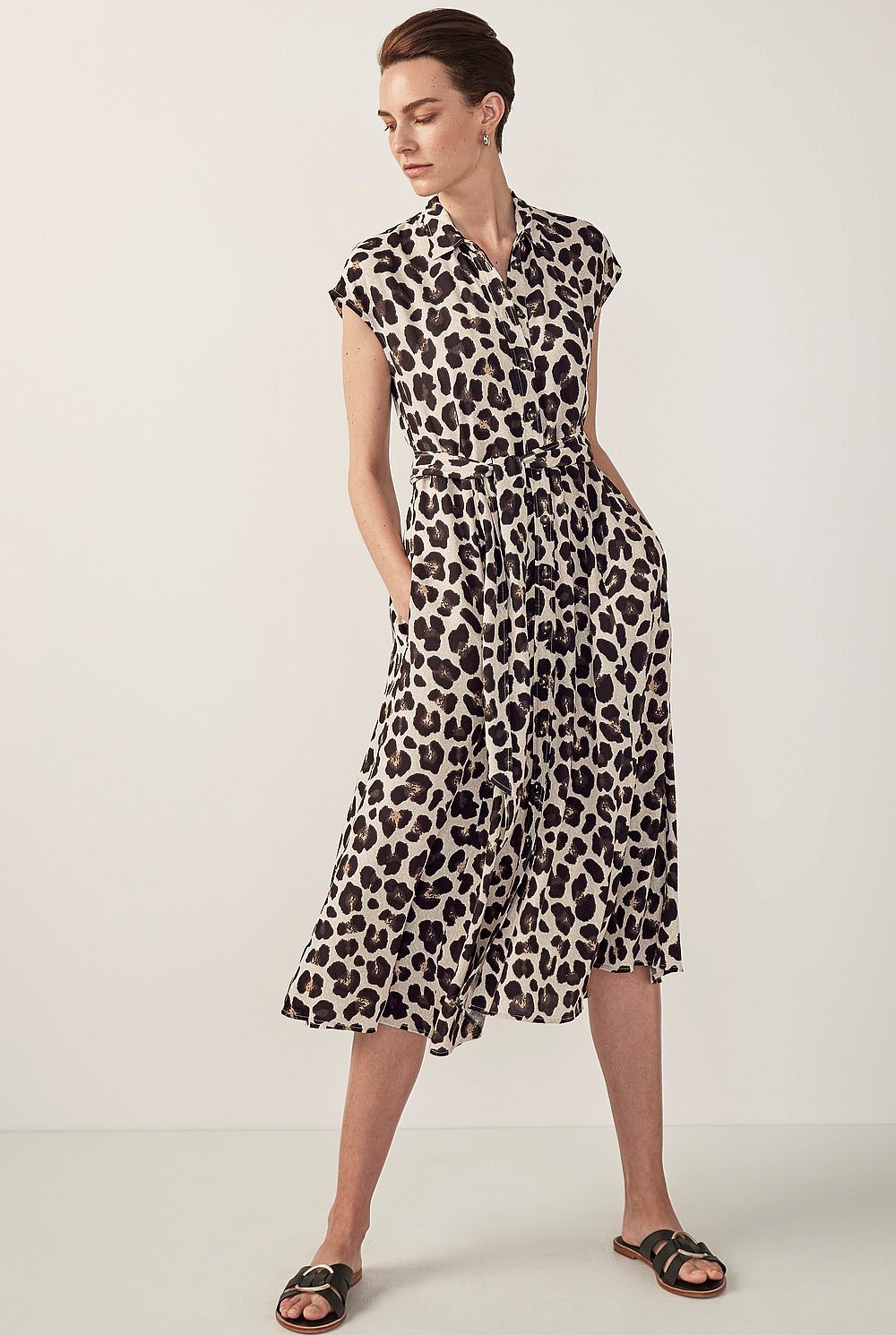 Ocelot Print Shirt Dress