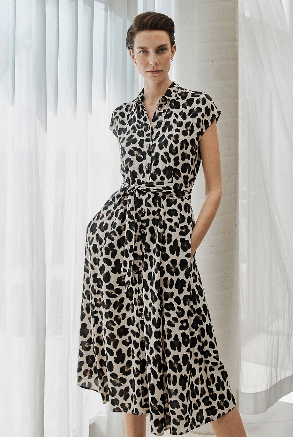 Ocelot Print Shirt Dress