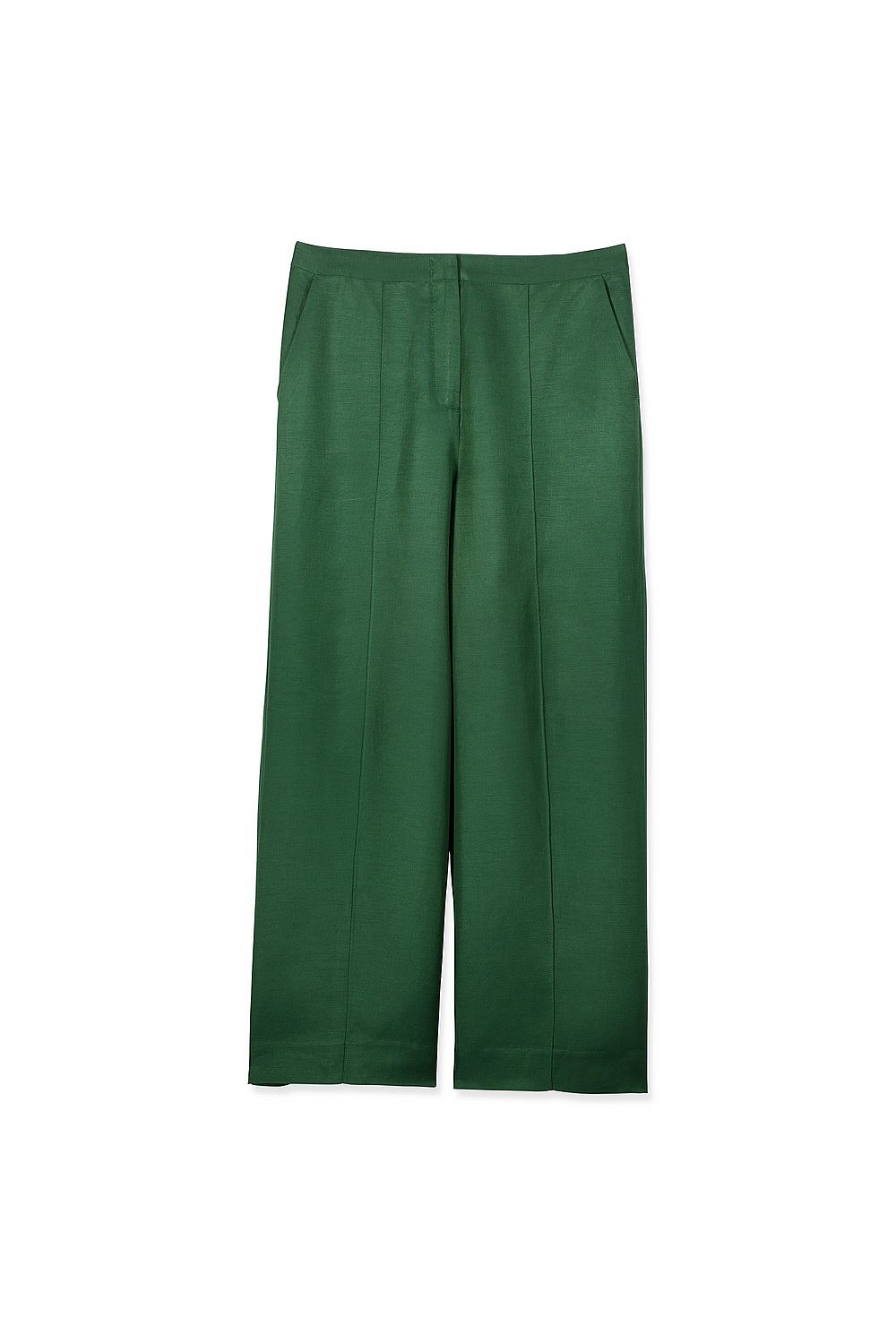 Linen Blend Crop Straight Leg Pant