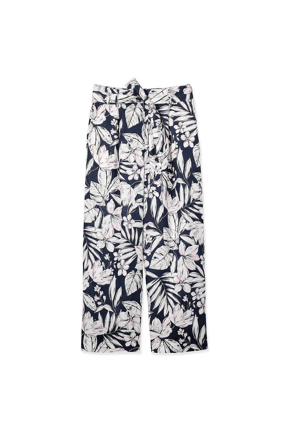 Linen Floral Palm Print Pant