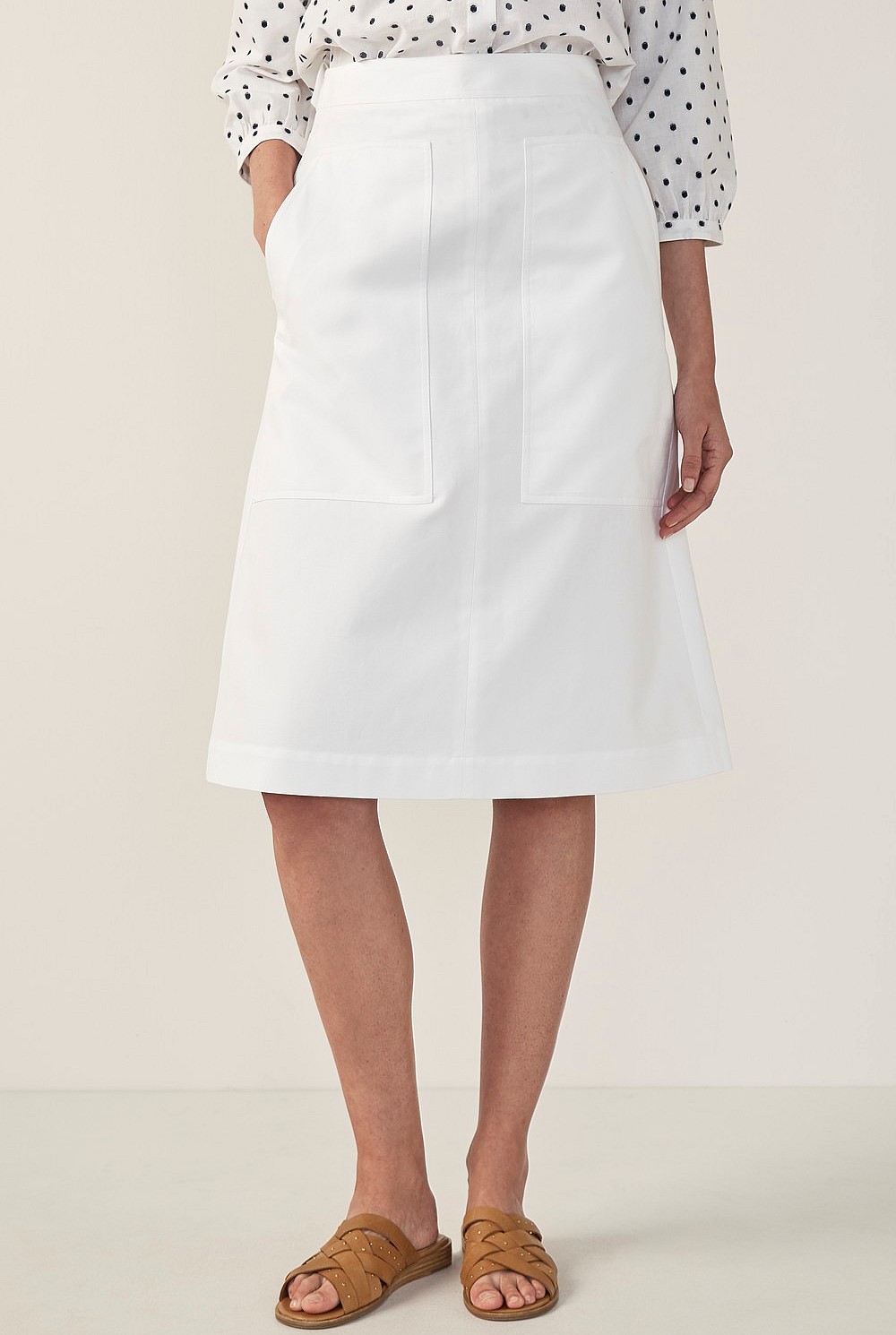 Textured Cotton Patch Pocket Skirt
