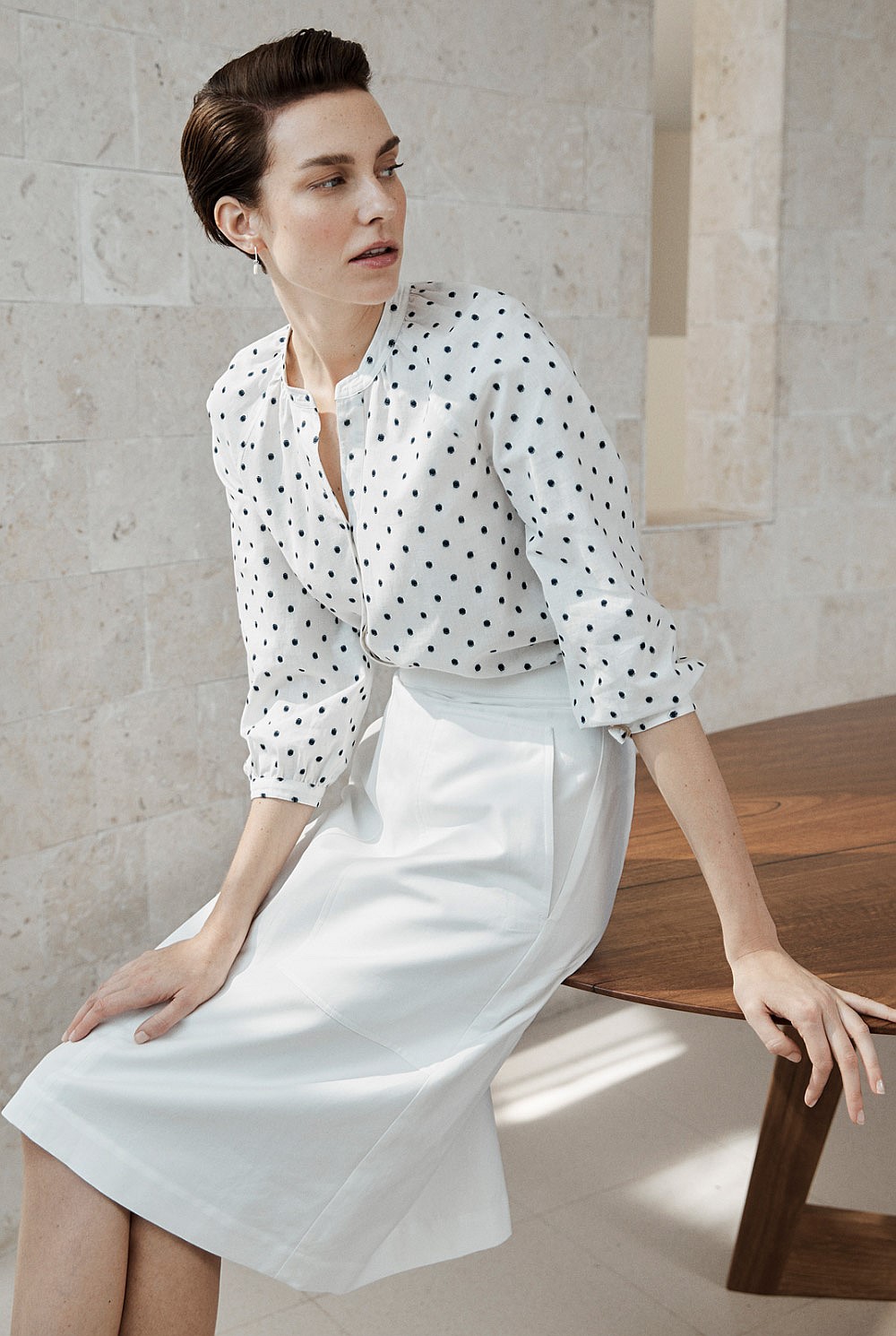 Textured Cotton Patch Pocket Skirt
