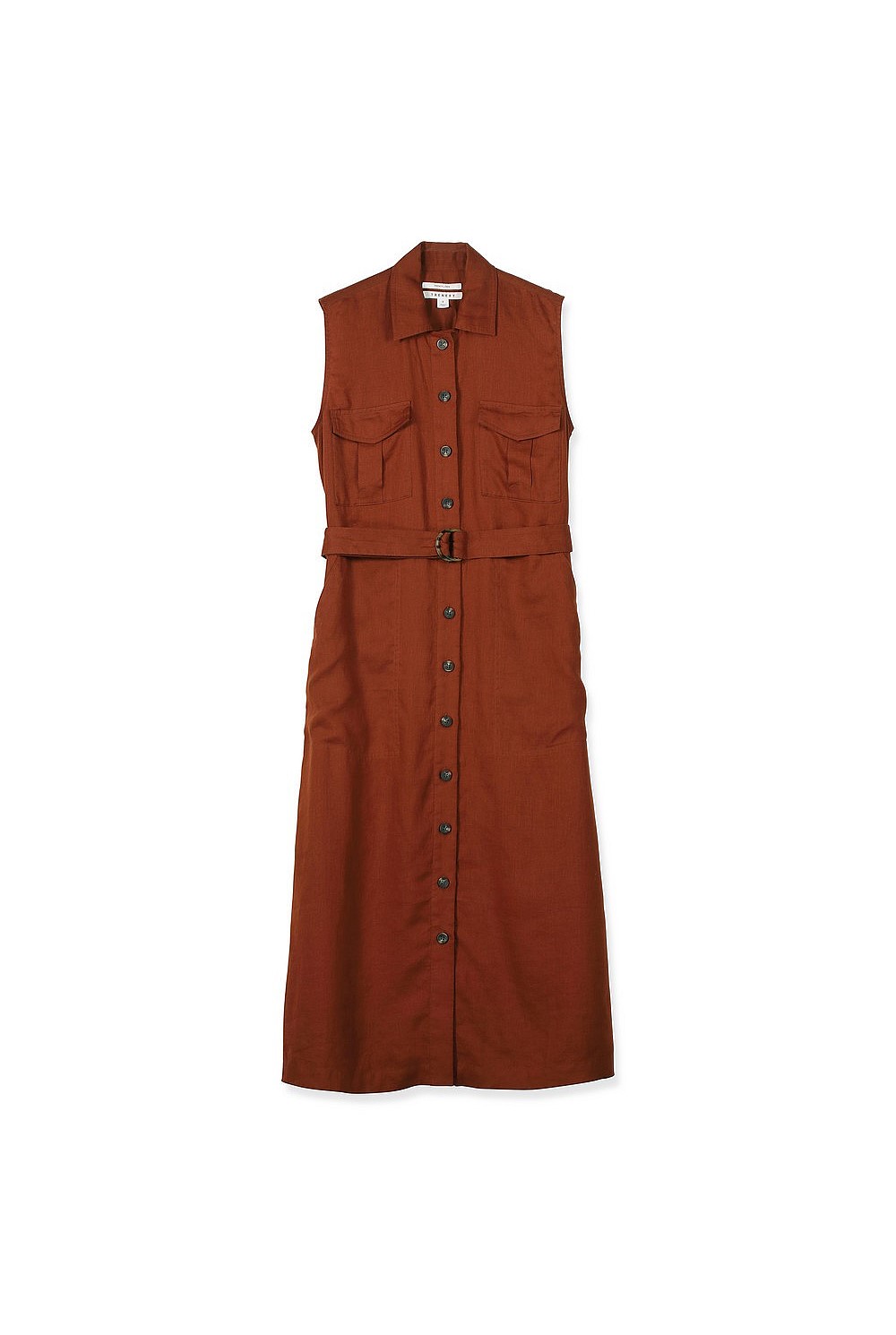 Linen Pocket Detail Sleeveless Dress
