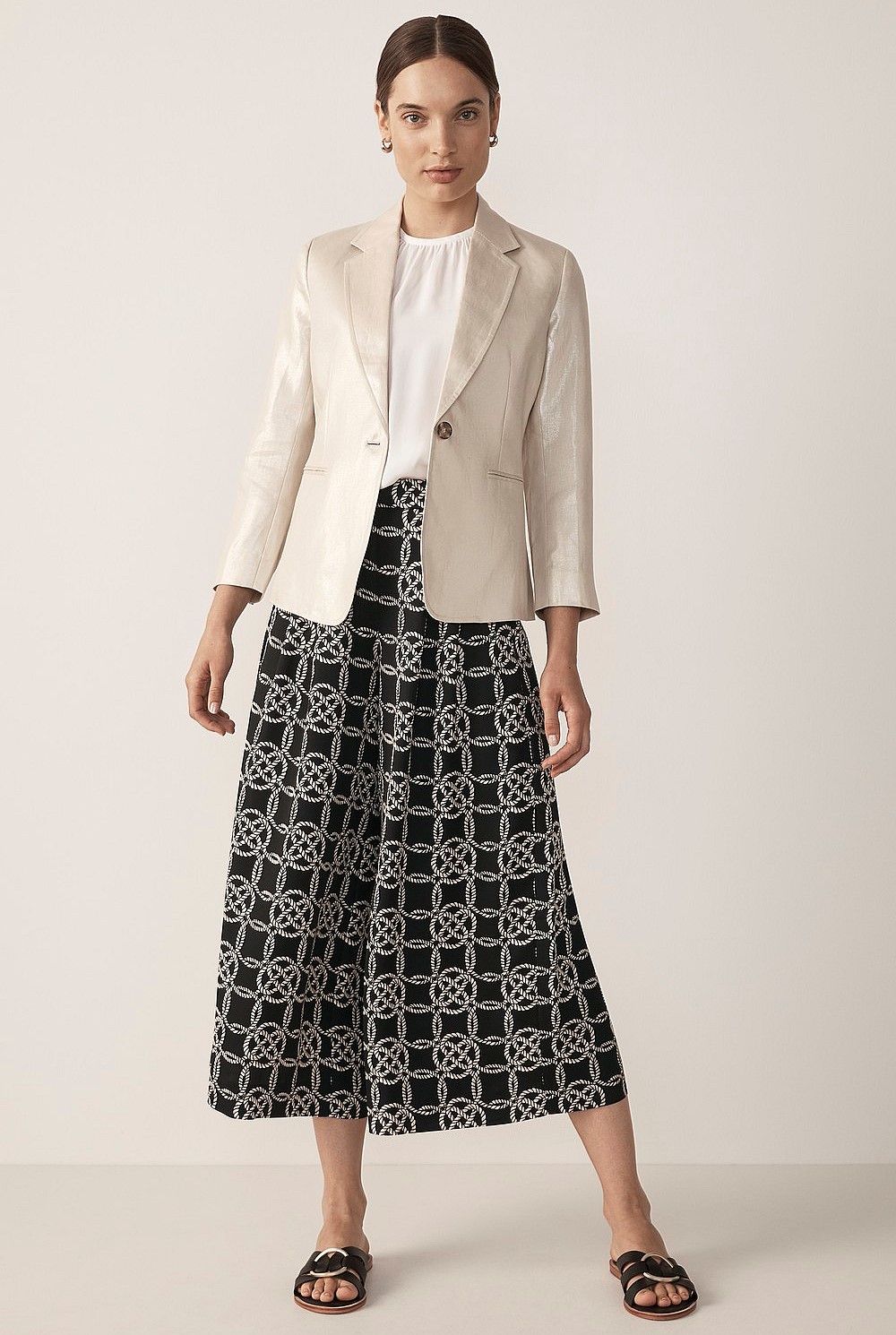 Metallic 3/4 Sleeve Blazer