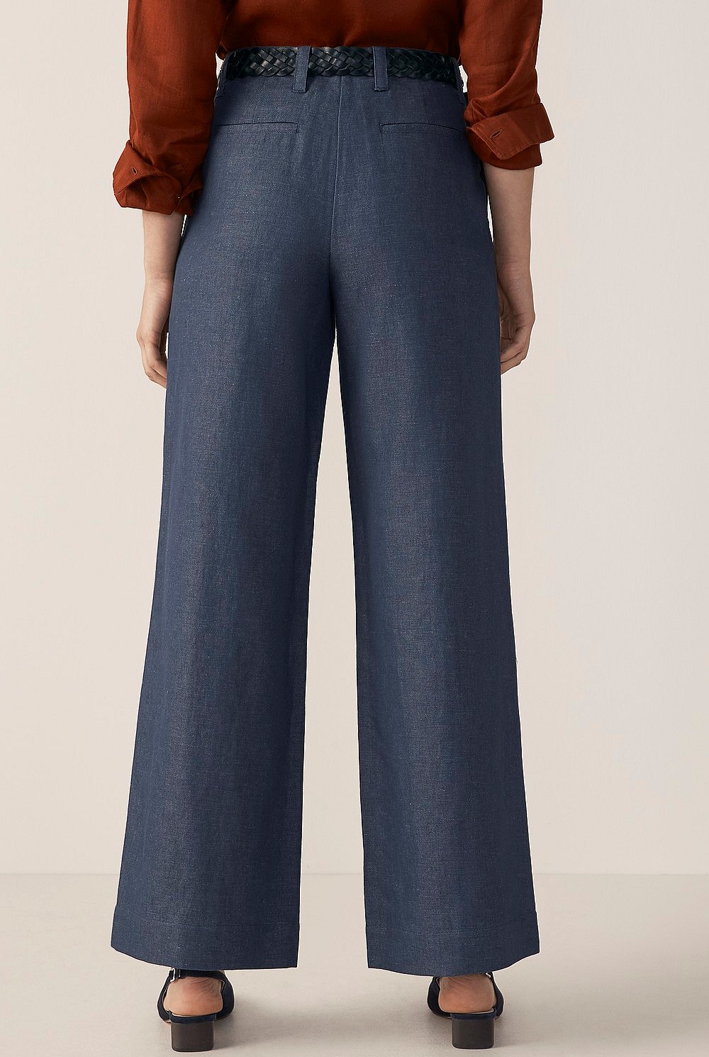 Yarn Dyed Linen Cotton Wide Leg Pant