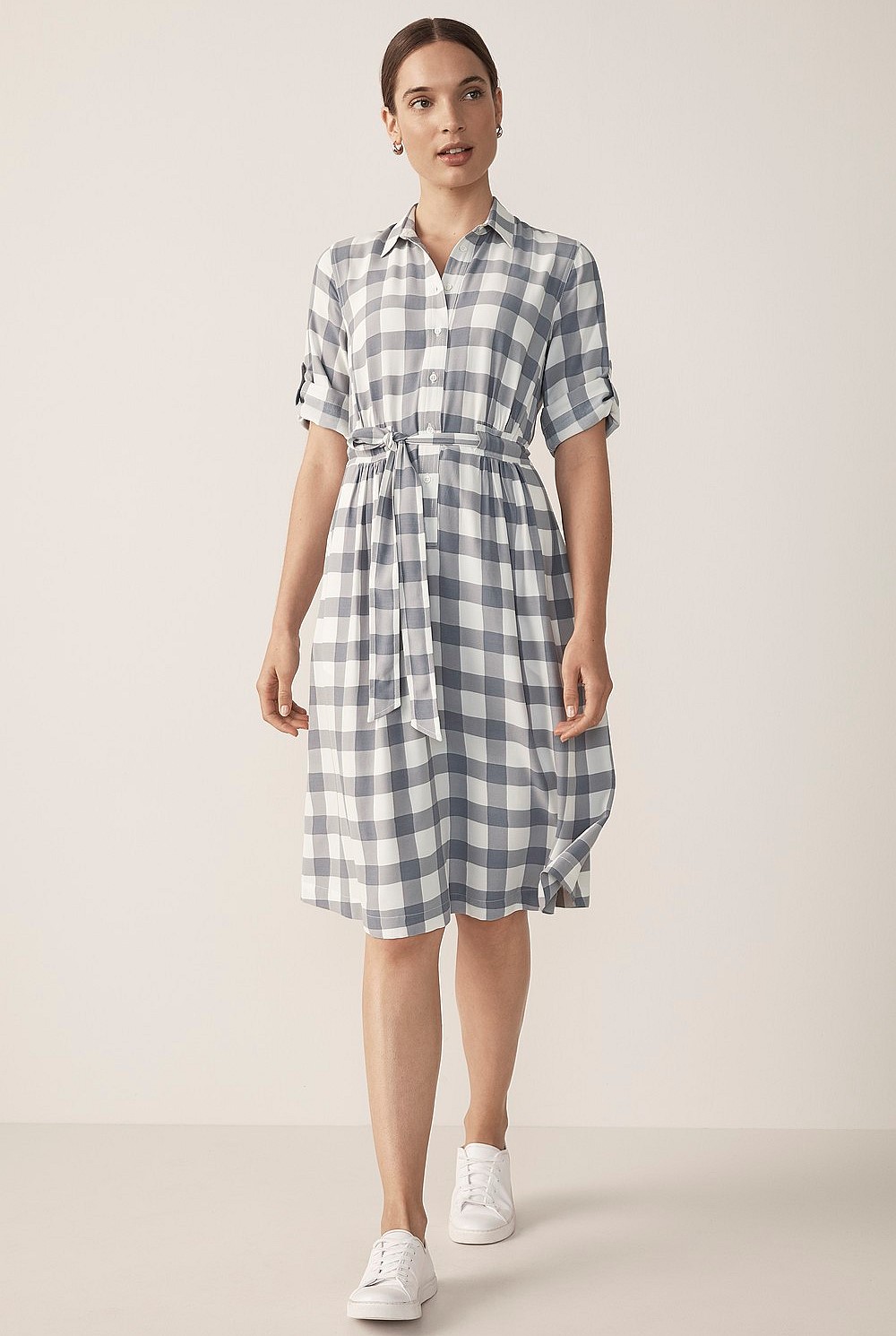 Gingham Tie Front Dress