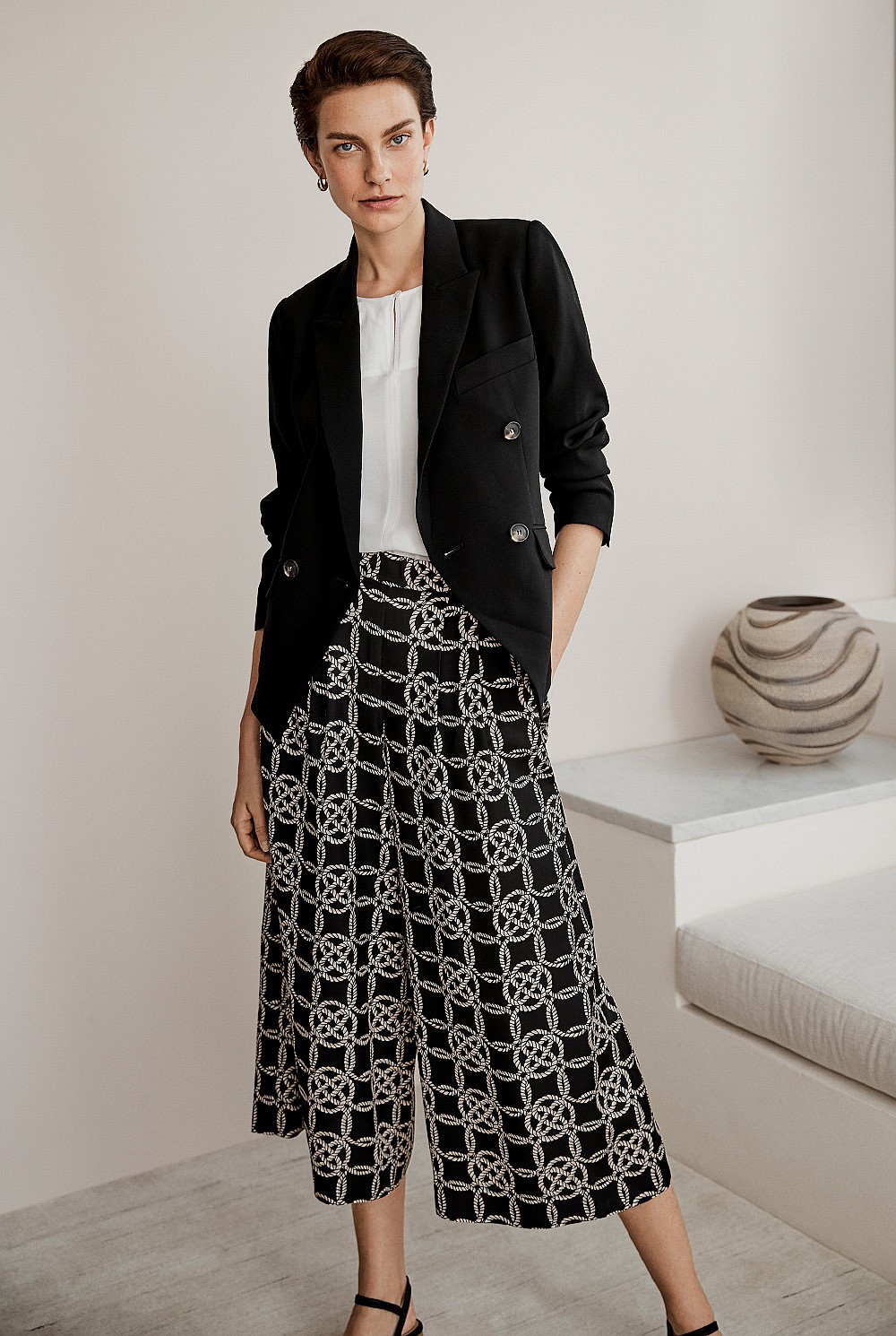 Rope Print Wide Leg Pant