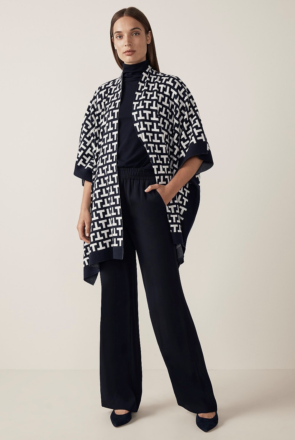 Cotton Cashmere Jacquard Poncho