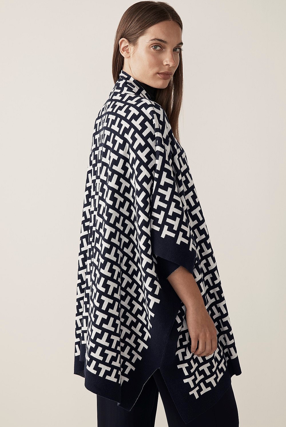 Cotton Cashmere Jacquard Poncho