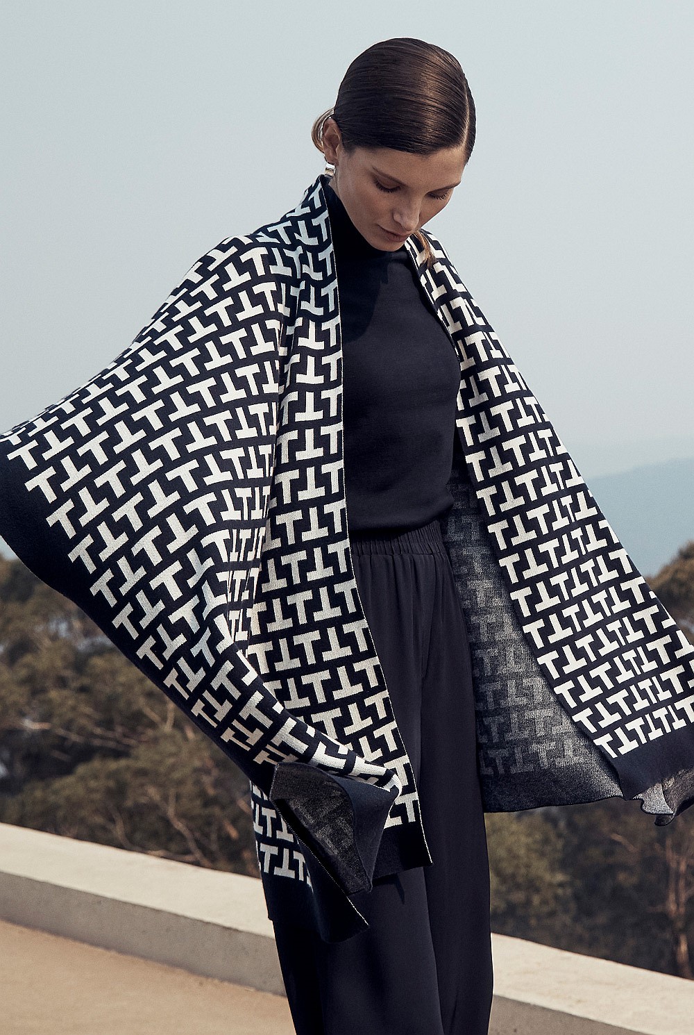 Cotton Cashmere Jacquard Poncho