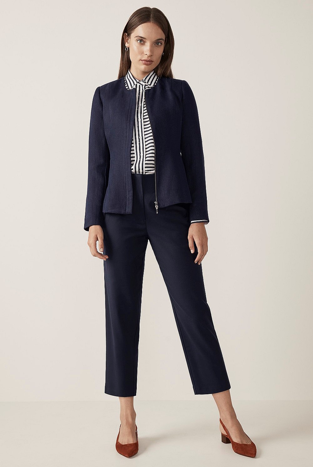 Linen Zip Front Jacket