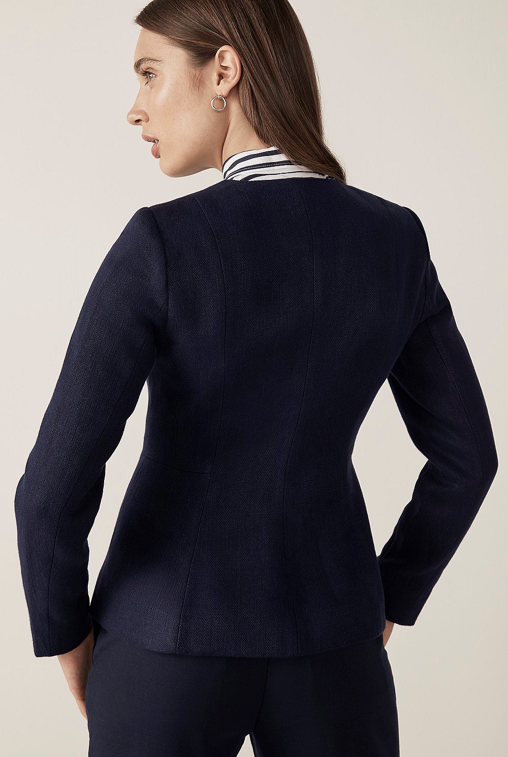 Linen Zip Front Jacket