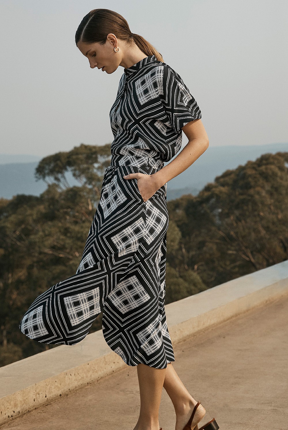 Geo Tile Print Skirt