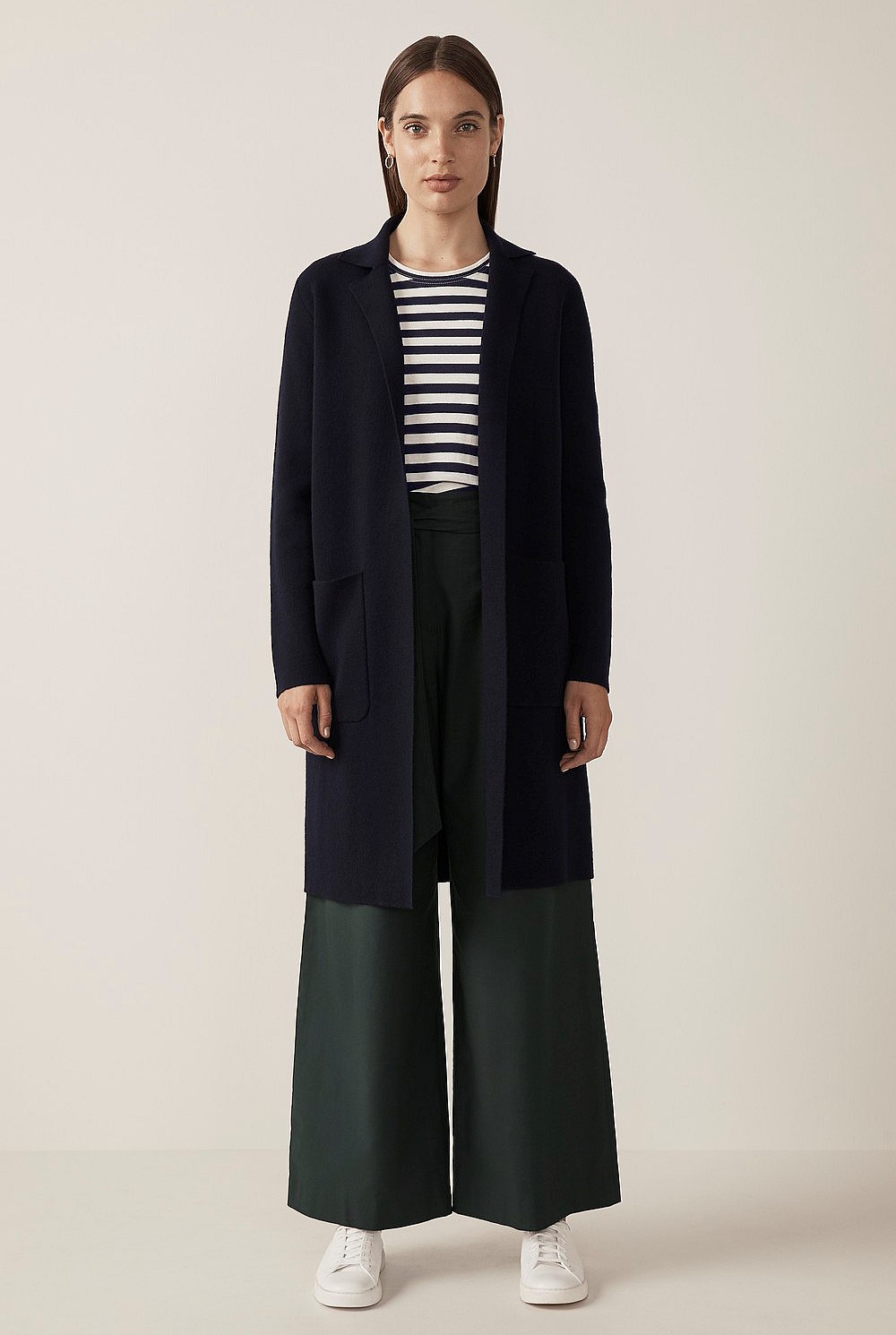 Textured Cotton Wide Leg Pant