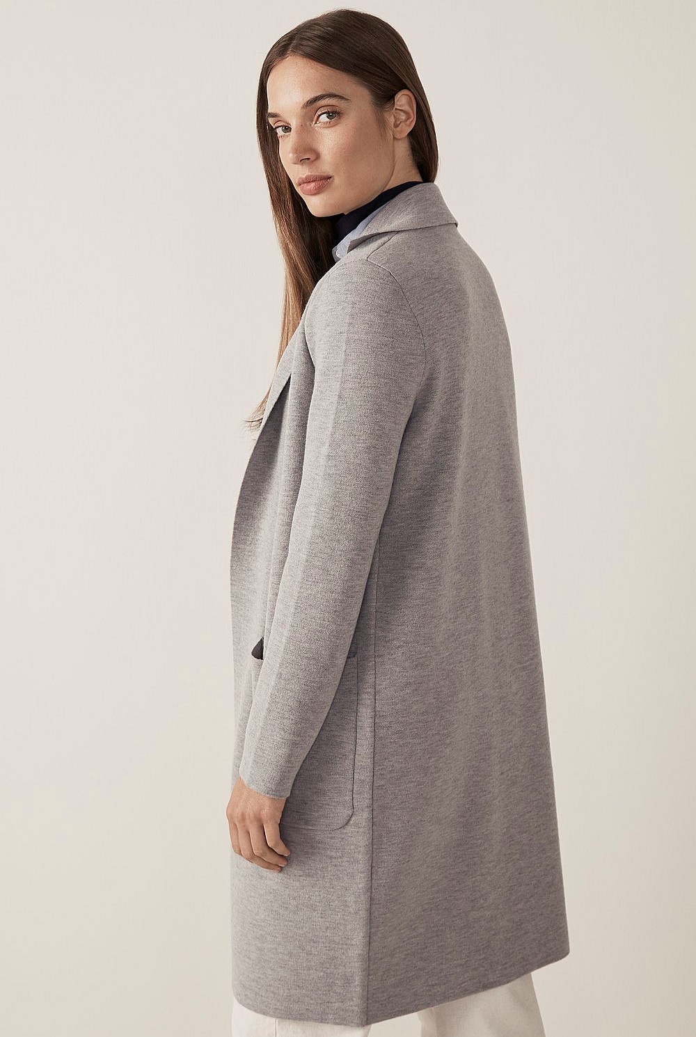Wool Blend Knit Coat