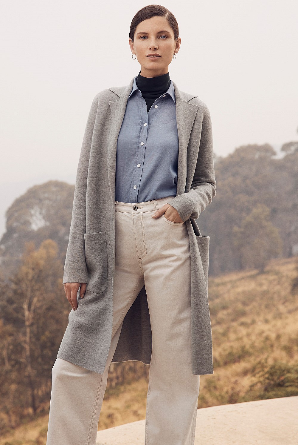 Wool Blend Knit Coat