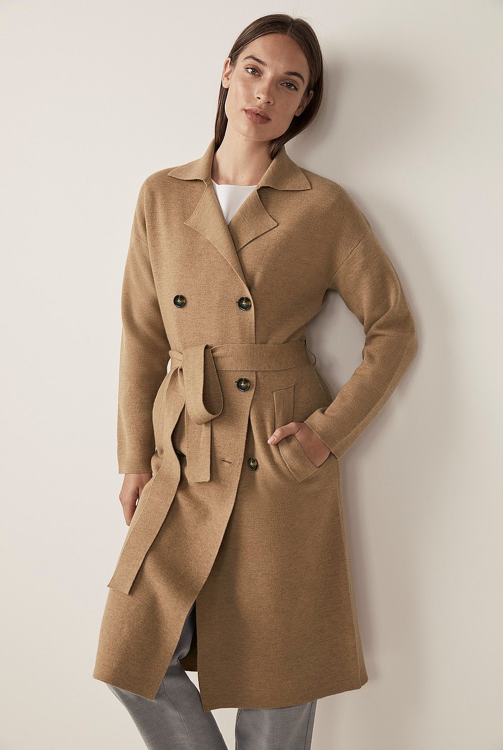 Merino Blend Knit Trench