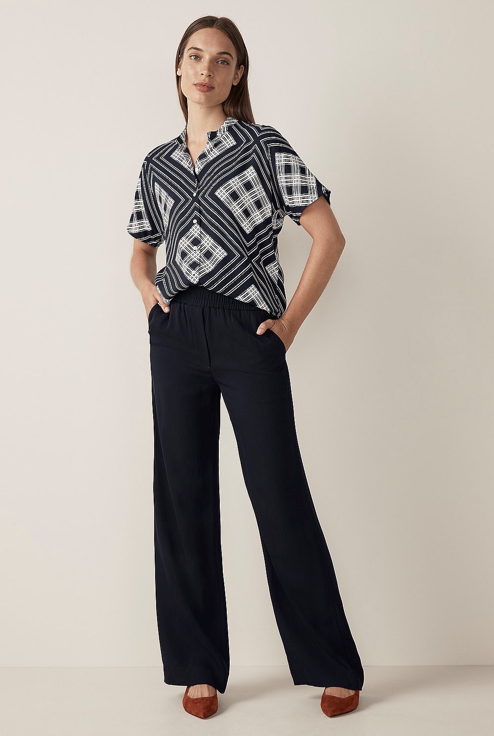 Geo Tile Print Blouse