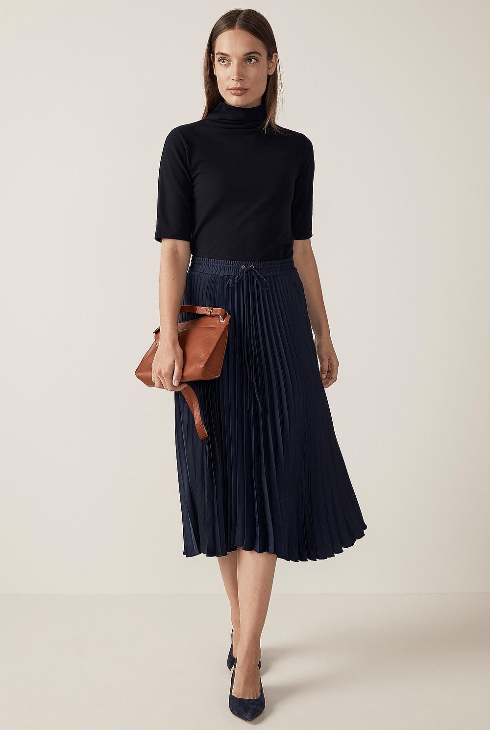 Pleat Midi Skirt