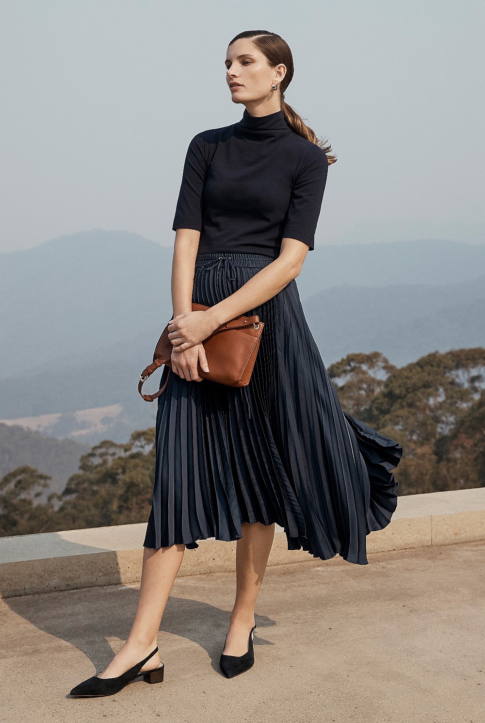Pleat Midi Skirt