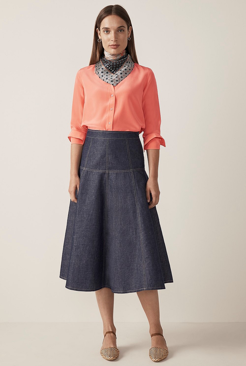 Silk Button Front Shirt