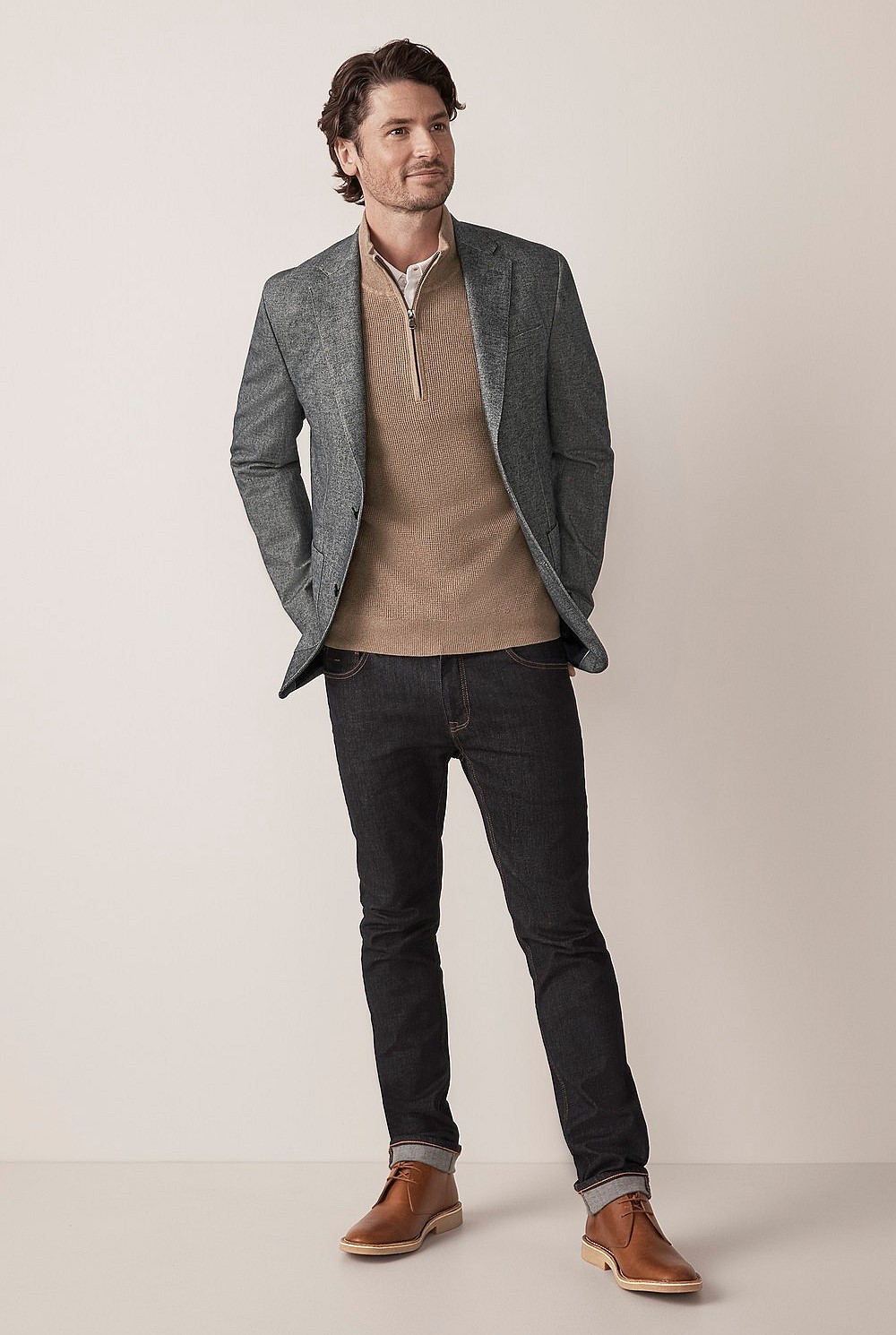 Textured Half Zip Knit