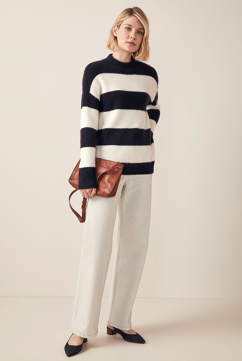 Alpaca Stripe Mock Neck Knit
