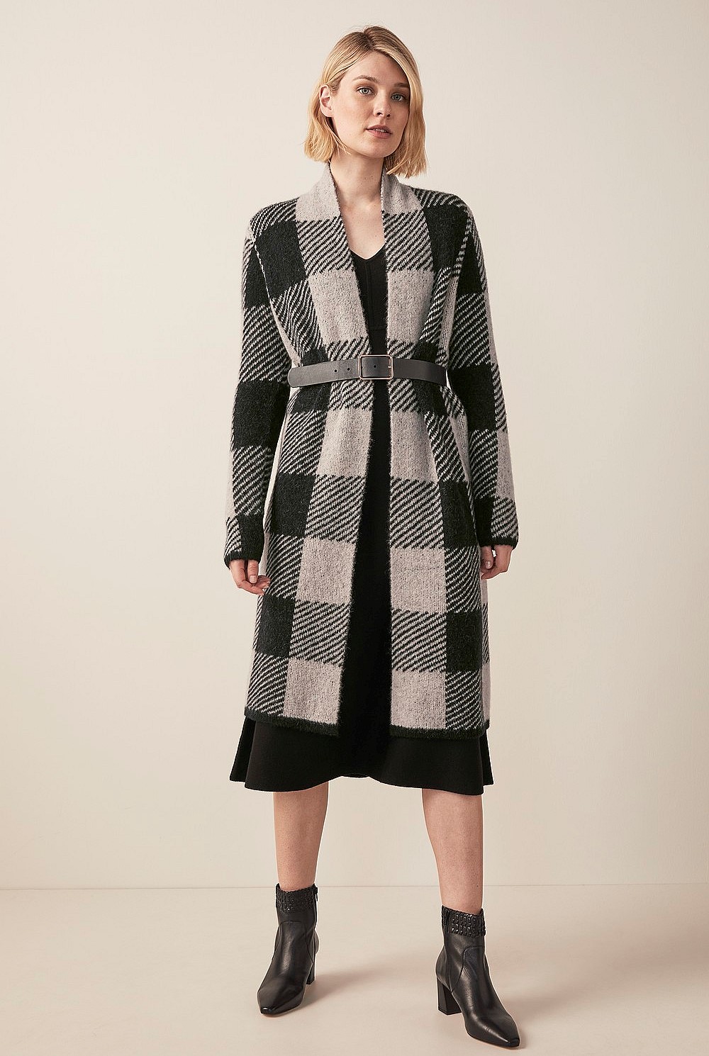 Alpaca Blend Check Cardigan