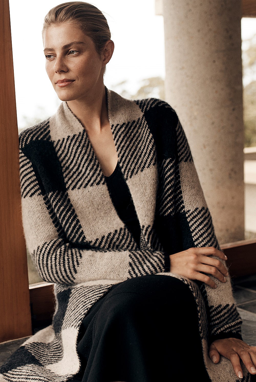 Alpaca Blend Check Cardigan