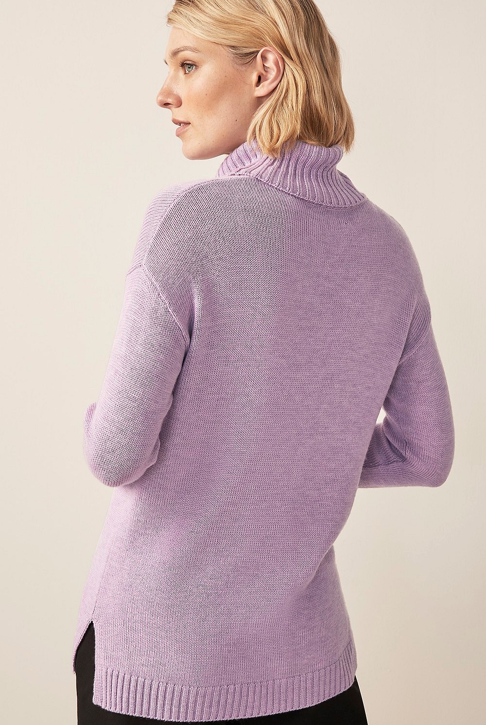 Merino Stitch Detail Roll Neck