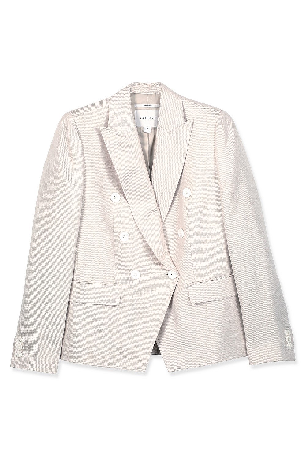 Yarn Dyed Linen Blend Double-Breasted Blazer