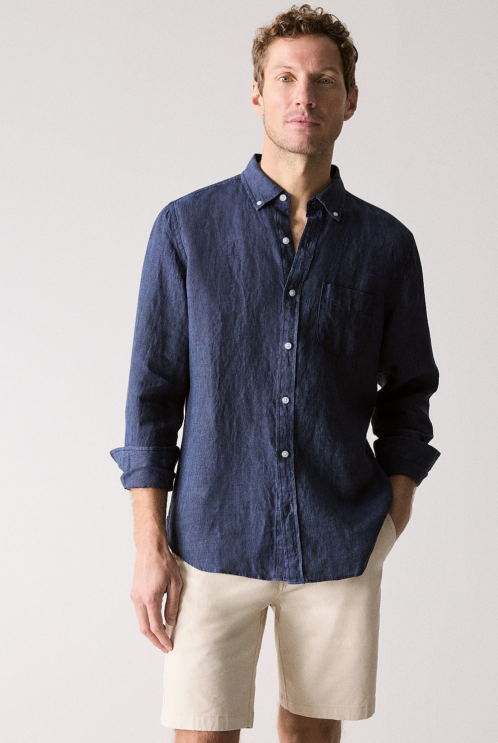 Regular Fit Delave Linen Long Sleeve Shirt