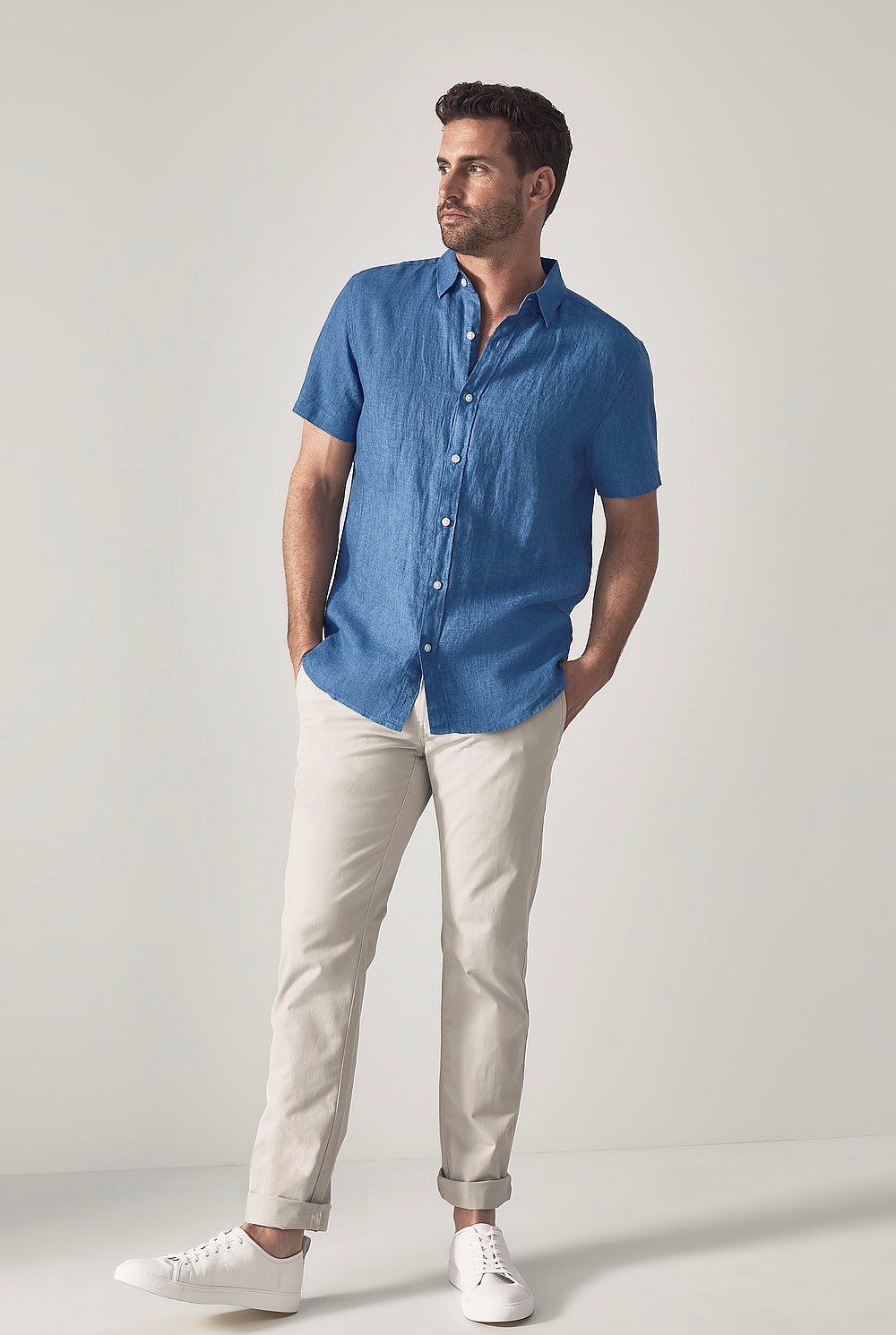 Tailored Fit Delave Linen Short Sleeve Shirt