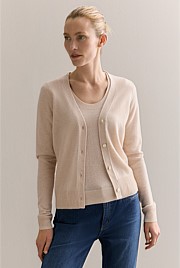 Merino Cashmere V Neck Cardigan