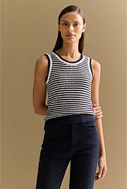 Mercerised Cotton Knit Stitch Detail Tank