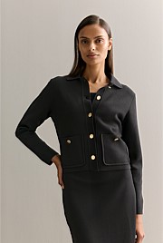 Milano Knit Cropped Button Through Jacket