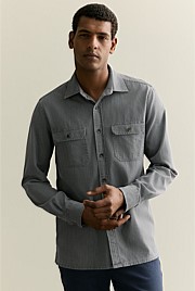 Washed Denim Pocket Detail Shirt