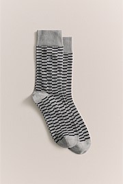 Optical Stripe Crew Sock