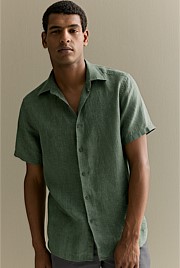 Regular Fit Delave Linen Short Sleeve Shirt