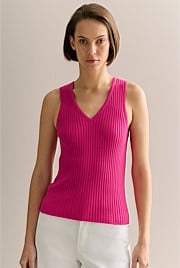 Mercerised Rib V Neck Tank