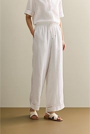 Linen Ladder Stitch Detail Pull On Pant