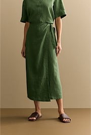 Delave Linen Wrap Detail Skirt