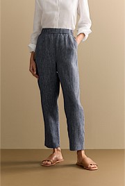 Linen End on End Stripe Pull On Pant