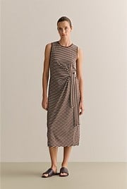 Cotton Interlock Stripe Gathered Tank Dress