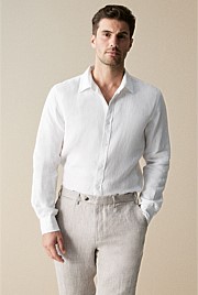 Tailored Fit Linen Piece Dyed Long Sleeve Shirt